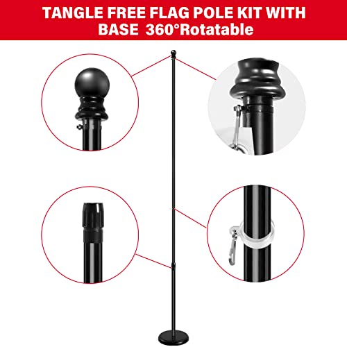 Senzhiyi Indoor Telescoping Flag Pole With Base 6Ft-8Ft,Aluminum Commercial Indoor Flagpole With Black Ball Top Finial,Heavy Duty Indoor Flag Pole Kit For Office School City Hall #TOP2