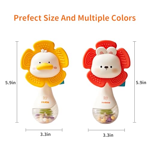 weirtoya 2 pcs baby rattles teething toys 3-6 month baby toys for 0-6 months infant toy sensory toys with beads grasping shaker newborn must haves montessori toys babies gifts