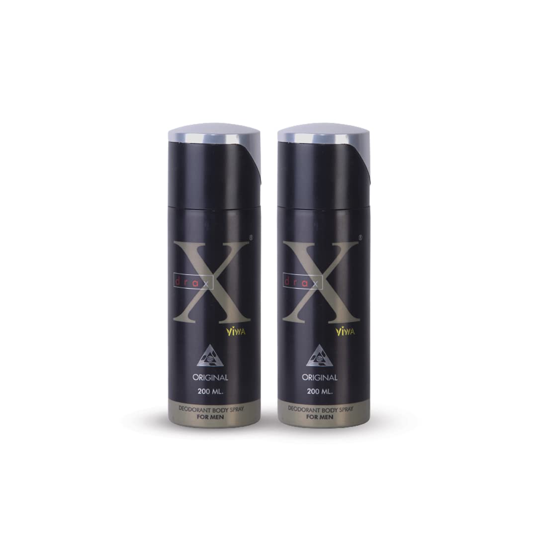 VIWA X-Drax Original Combo Deodorant Body Spray 200ml ( Pack Of 2 ) Deodorant Spray - For Men (400 ml, Pack of 2)