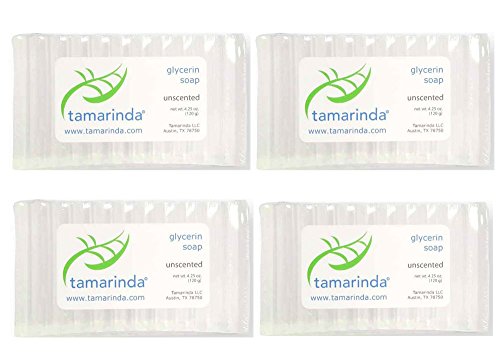 Tamarinda Unscented Glycerin Bath Soap - Four 4.25 oz bars.