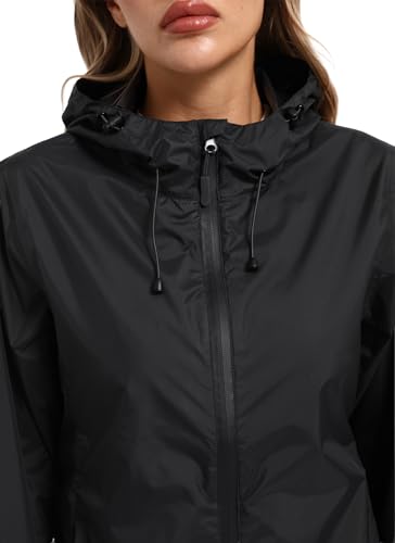 Image of Women's Rain Jacket Lightweight Waterproof Raincoat | Hooded Windproof Rain Coats Adjustable Windbreaker Rainy Snow Day