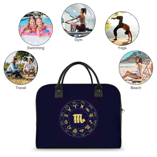 Scorpio in Circle Duffle Bag for Travel Crossbody Sports Tote Gym Bag Shoulder Weekender Overnight Bag4