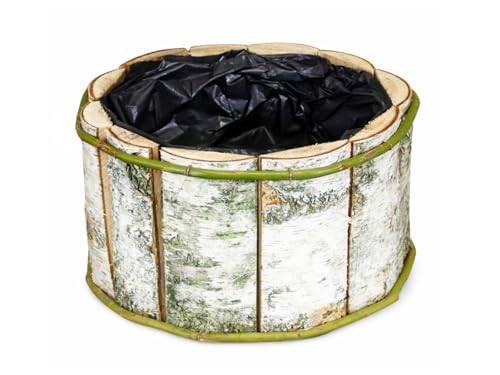 Damian-Wiklina Maceta de Abedul de Madera Natural con lámina (20 x 12 cm de diámetro), Maceta ecológica como Alternativa al plástico, para casa, balcón y jardín