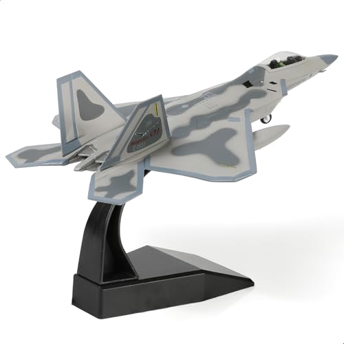 NUOTIE 1/100 F-22 Raptor Jet Fighter Modello Stealth Combat Airplane Air Force Aereo Lega Metallo Diecast Modello Wing F22 Diecast Aereo Modello con Espositore Collezione Regalo per (AF91001)