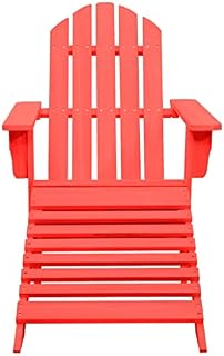 Wakects Adirondack Chair Fir Wood for Balcony Patio with Removable Footrest and Armrest 70 x 147.5 x 88.5 cm 1 Seater Adirondack Garden Chair Deckchair,Red