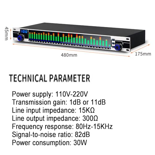Ecualizador digital profesional de 31 bandas dual, con procesamiento DSP, pantalla LED y función de almacenamiento de memoria para 10 modos, aplicable a equipos de audio y amplificadores de escenario miniatura 7