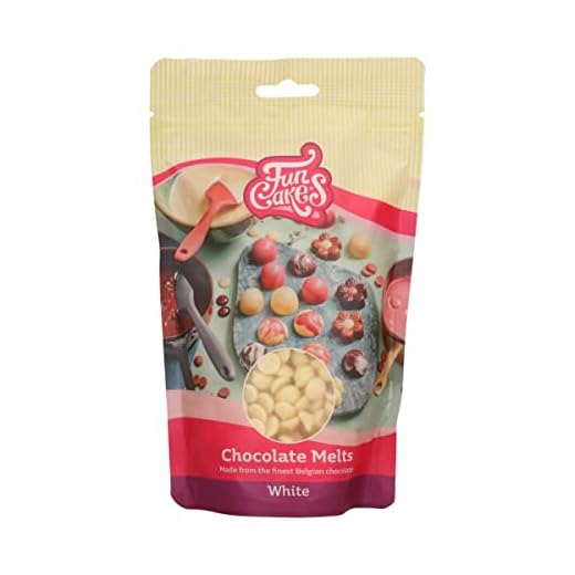 FunCakes Schokoladen Melts Weiß: Schmelzende Schokolade für süße Bonbons, Tropfen, Glasur, Kuchendekorationen, Drip. Einfaches Schmelzen in der Mikrowelle oder Wasserbad, Halal. 350 g.