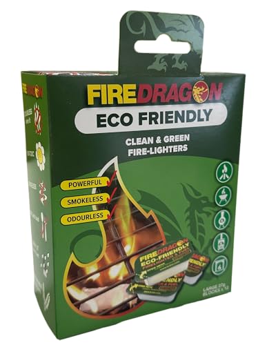 FireDragon Fuel Natural Sustainable Firelighter and Fuel for Wood Burners, BBQ, Open Fires - Pack of 12 27g Blocks
