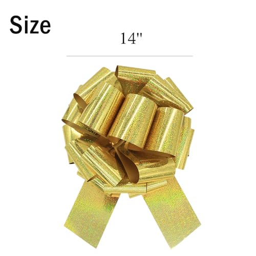 Image of 1Pcs 14 Inch Giant Large Pull Bow Big Bow,Great Gift Bows for appliances,Bikes,Table Decorations and Party Events (Metallic Gold)
