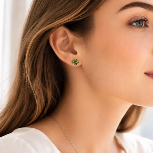 925 Sterling Silver Green CZ Stud Earrings for Women Birthstone Jewelry - image 3