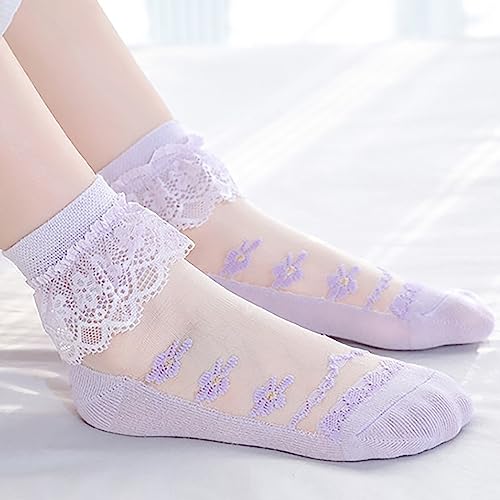 Kids Thick Winter Socks Floral Print Short Socks Mesh Breathable Lace Socks With Princess Shoes Size 12c Socks3