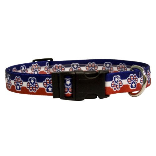 Image of Yellow Dog Design Easy-Snap Pet Collar, Patriotic Paw, Medium 14 inch - 20 inch (1 inch Wide)