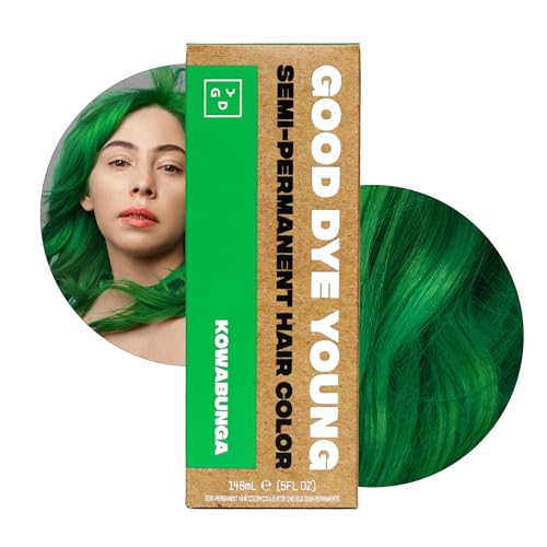 Good Dye Young Semi-Permanent Hair Color Vegan and Cruelty-Free Green Hair Dye Last up to 24 Washes Non-Damaging Conditioning Hair Color (5FL OZ Kowabunga)