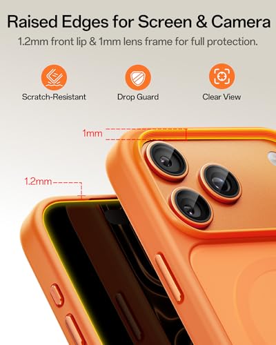 Image of UNBREAKcable Magnetic for iPhone 17 Pro Max Case 6.9-Inch, Compatible with MagSafe, Full Camera Protection, Built-in Magnetic Ring, Drop Protection Shockproof Slim Phone Cover - Orange