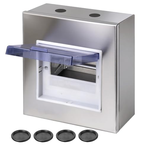 CHENGPI Scatola Elettrica da Esterno in Acciaio Inox 304,Scatola di Distribuzione,Scatola Elettrica Impermeabile,Quadro Elettrico Esterno a Montaggio Superficiale 6 Moduli
