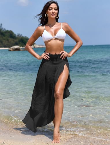 Image of ZAFUL Swimsuit Coverup for Women Slit to Thigh Beach Cover Ups Swim Bathing Suit Flowy Maxi Skirt
