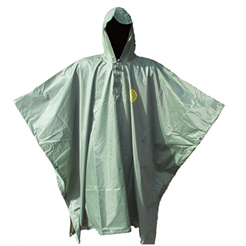 SEAL3 Rain Poncho - Waterproof, Hooded, Heavy Duty PVC Raincoat-Gear. All Outdoor Multi-Use- Hunting, Backpack, Survival, Emergency, Military or Stadium. Adult Men-Women-Kids in Forest Green.