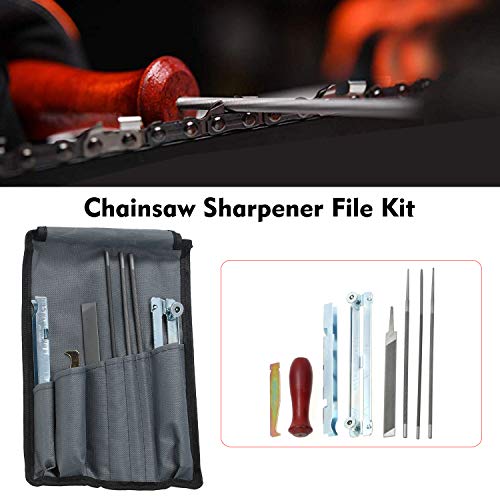 Yorten Conjunto de peças de corrente de afiador de motosserra, limas de 5/32, 3/16 e 7/32 polegadas,