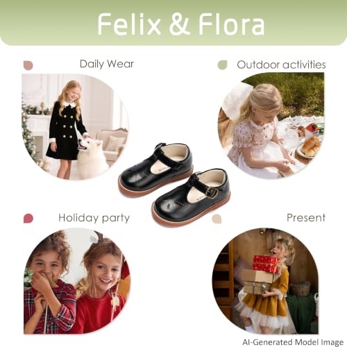 Image of Felix & Flora Toddler Little Girl Princess Dress Shoes-Mary Jane Flats for Girl Party School Shoes