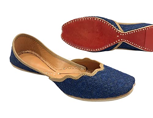 Stop n Style Blue Punjabi Jutti for Ladies Indian Ethnic Shoes Flat Mojari4