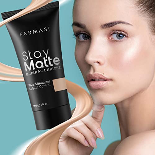 Farmasi Stay Matte Foundation, Matte Finish Foundation For A Naturally Flawless Look, Poreless, Oil Free & Full Coverage Face Makeup, 1 Fl. Oz / 30 Ml (Porcelain) #TOP3