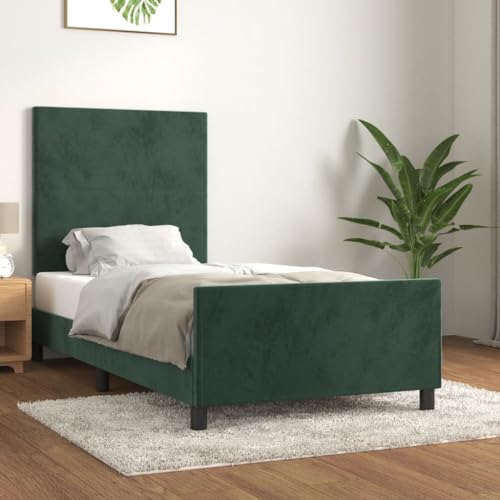 Homgoday Canapé sin colchón verde oscuro, 90 x 200 cm, de terciopelo, para muebles de cama, marco de cama, estructura de cama, marco de cama, marco moderno, estructura para salón o dormitorio