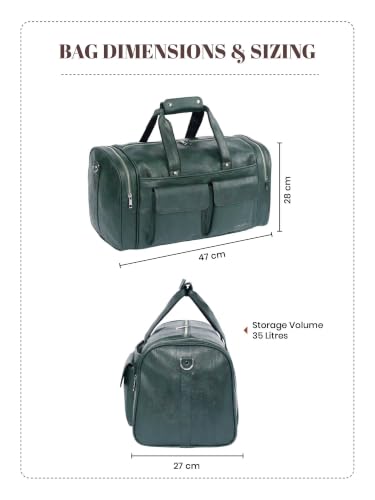 Image of Fur Jaden Weekender Premium Duffle Bag for Travel for Men and Women Made of Faux Leather with Attachable Shoulder Strap Cabin Holiday Bag (Sage Swag)