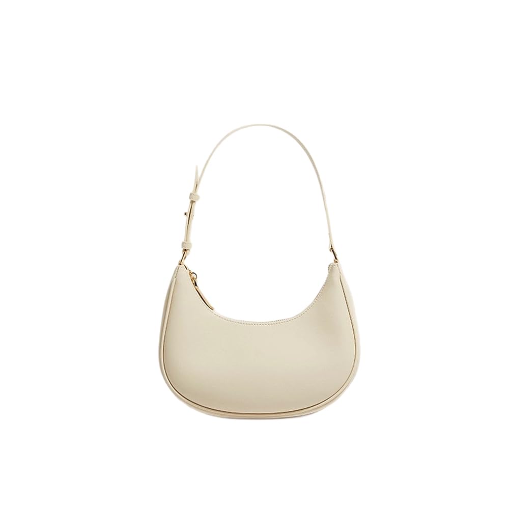 Bolso Bandolera Mujer de Cuero Genuino Blandito, Bolso de Hombro Media Luna Axila, Elegante Bolso Baguette Minimalista Casual Diario Rosa