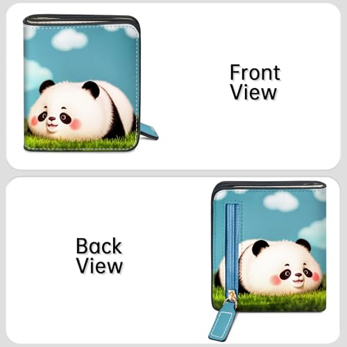 Image of Toughergun Lovely Panda RFID Small Wallet Women, Slim Thin Vegan Leather Bifold Wallet with Zipper Coin Pocket & ID Window, Cute Mini Travel Credit Card Holder Gift for Women Ladies Teen Girls
