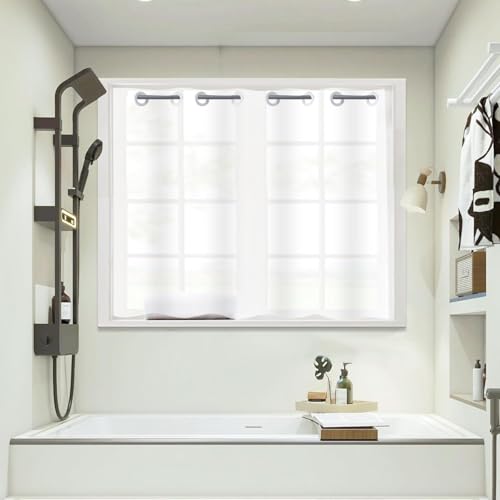 Wiplis Plastic Frosted PEVA Bathroom Window Curtain No Hook Needed Narrow Short Peva Privacy Shower Curtain for Shower Room Silky Frost 40 W x 36 L