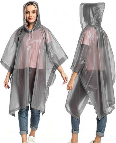 SHOCHX Poncho Rain Coat, 2 Pcs Adult Waterproof Reusable Lightweight RainCoat with Hood, Portable Emergency Poncho for Family Outdoor Activity