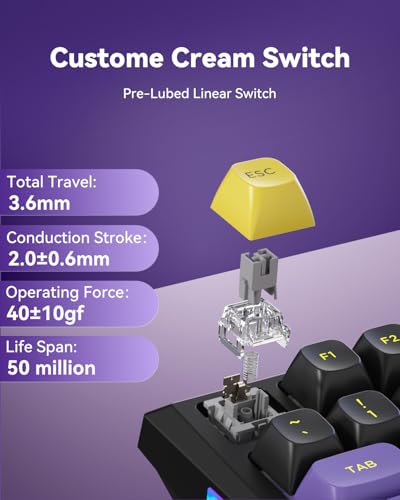 Image of Redragon K725L Wireless Mechanical Keyboard with Screen and Knob, Purple