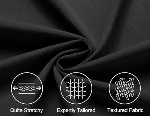 Image of DEELMO Mens Casual Button Down Shirt Summer Beach Shirts Long Sleeve Cuban Collared Tropical Textured Shirts