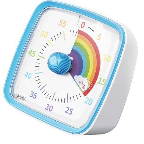 Small Electronic Timers with Colorful Rainbow Dials Time Management Device Quiet Operate Timers Tool for Kid & Adults