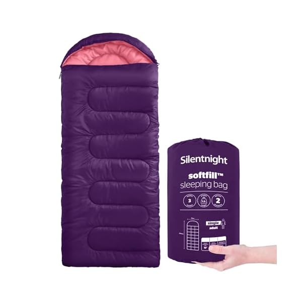 Silentnight Sleeping Bag for Adults – 3 Season Lightweight Soft Thick Cosy Warm Mummy Sleeping Bag for Spring Summer Camping Hiking Outdoor Travel for Warm and Cold Weather