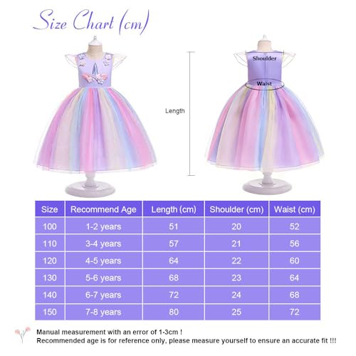 Miniatura 7 de Uraqt Disfraz Unicornio Niña, 3pcs Disfraz Princesa Niña Con Vestidos Unicornio Niña, Diadema Y Collar, Disfraz Niña Para Diario O Cosplay, Disfraz Halloween Niña Para Carnaval Fiesta Boda, 120cm