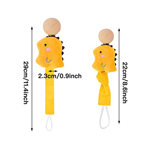 Image of Pacifier Chain Soft Cotton Strap with Clip, Pacifier Holder and Leash for Boys Girls Fits Baby Teethers and Toys Gift (Dinosaur)
