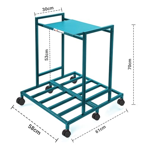 Image of WINSTAR 2-Tier UPS Rack for Home and Office | Metal Inverter Trolley with Wheels | Battery Stand for Inverter with Shelf | 2 Shelf (Double Battery Stand, Teal Color)