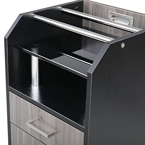 Image of Glass Glow Pedicure Trolley Black /Dark Gray Cart for Nail Salon Furniture & Equipment
