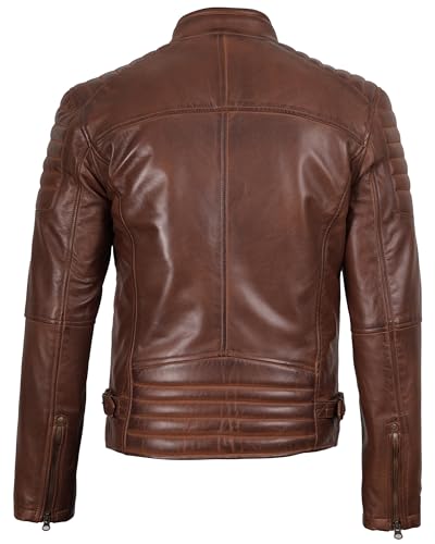 Image of Decrum Men's Casual Real Lambskin Leather Jacket with Zipper Closure