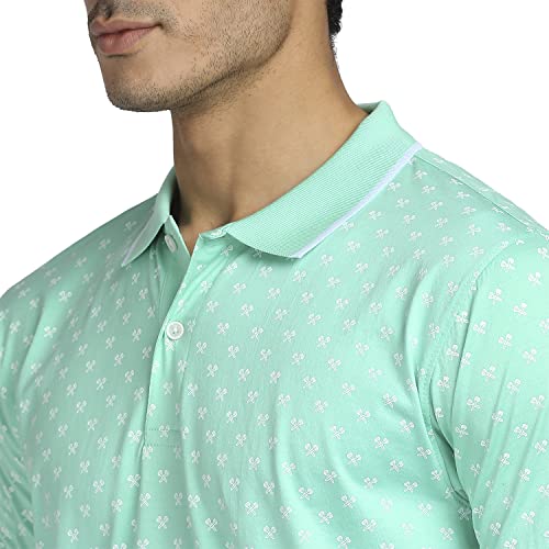 Image of Colorplus Men's Pure Cotton Print Pattern Tailored Fit Polo Neck Half Sleeve Casual T-Shirt