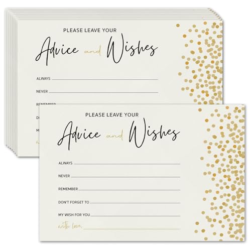 LETUROIA Gold Dots Advice and Wishes Cards, 25 Cards 4 x 6 Inches, Perfect for Wedding, Graduation, Bridal shower, Baby Shower, Receptions, Retirement, Anniversary - 01