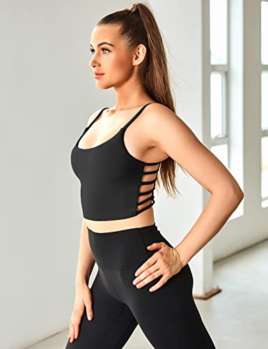 Womens Sexy Longline Sports Bra Yoga Workout Crop Tops Wirefree Padded Tank Top With Built In Bra #TOP4