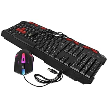 Exbom KIT TECLADO MOUSE GAMER COMPUTADOR USB ABNT2 LED PRETO BK-G550, Unico