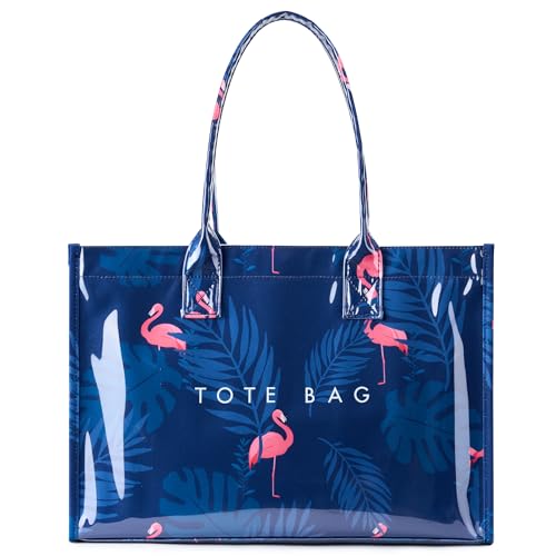 Image of KALIDI PVC Tote Bag Women's Kraft Paper Work Handbags Purses with Top Handle