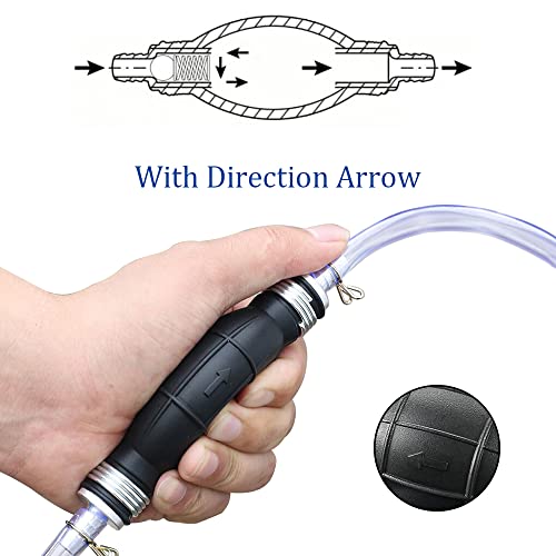 Senzeal Siphon Pump Portable High Flow Siphon Hand Pump For Gas Gasoline Petrol Diesel Oil Liquid Water Fish Tank With 2 Durable Pvc Hoses #TOP3