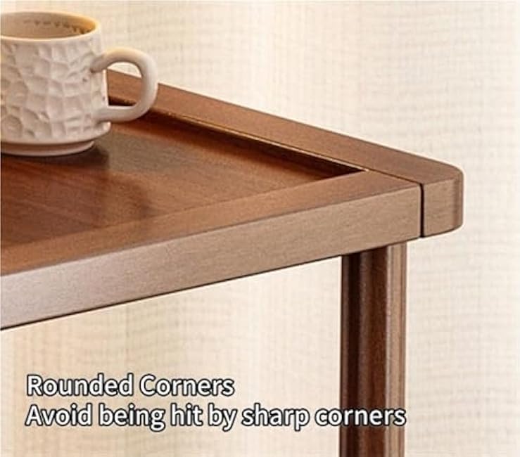 Modern 2-Tier Rolling Cart with Storage, Movable Snack Rack & Coffee Table Trolley, Multi-Functional Side Table or Nightstand for Bedroom & Living Room(Brown,70cm/27.6in)-lqtrZcHh