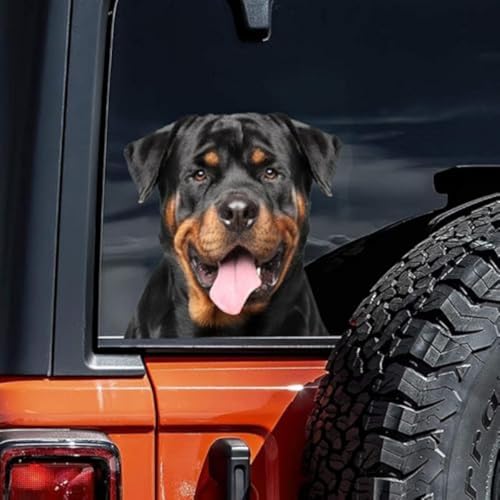 Lot de 2 autocollants en vinyle motif chien Rottweiler - 15 x 15 cm - Autocollants puissants pour...