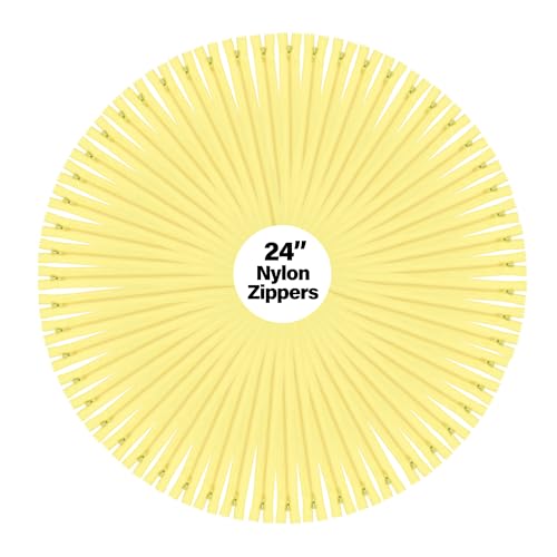 Image of Mandala Crafts 60 PCs Butter Yellow Closed-End 24 inch Nylon Zippers for Sewing
