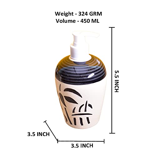 Image of Ceramic Liquid Soap Dispenser, 450 ml, White Tree | Refillable Pump Bottle for Hand Wash, Lotion, Shampoo & Kitchen Use, 1 Piece